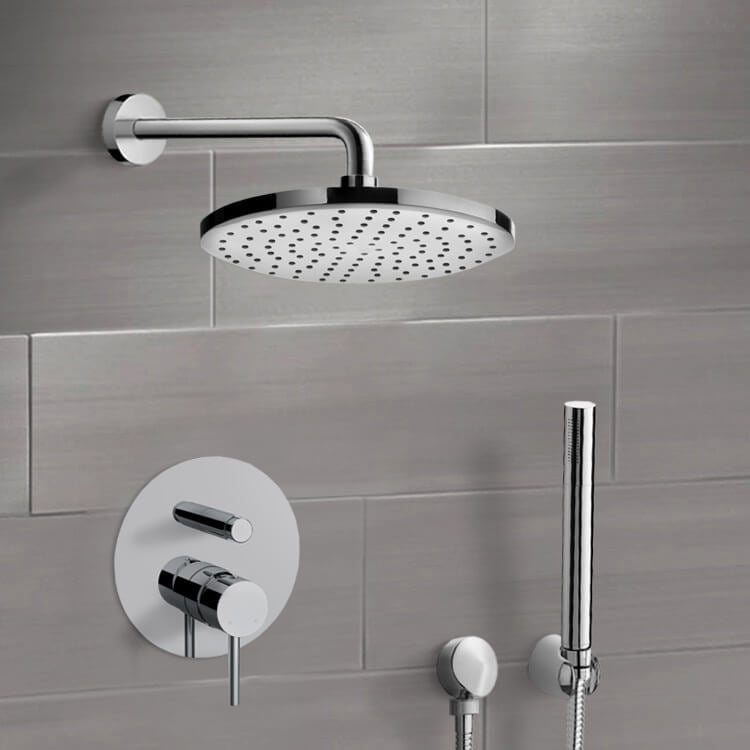 Remer SFH62-8 Chrome Shower System With 8 Inch Rain Shower Head and Hand Shower